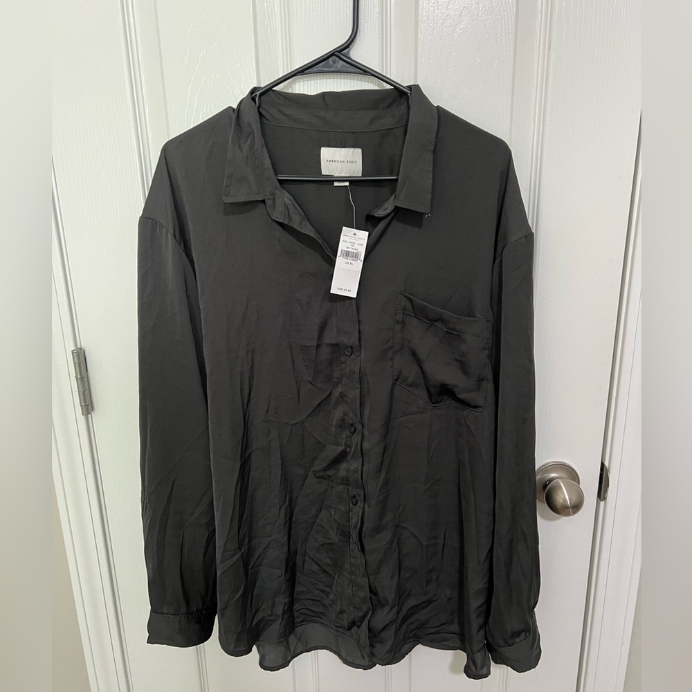 AE silk button up blouse